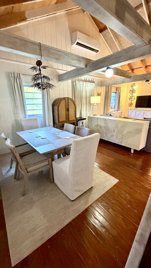 Dining area under the beams