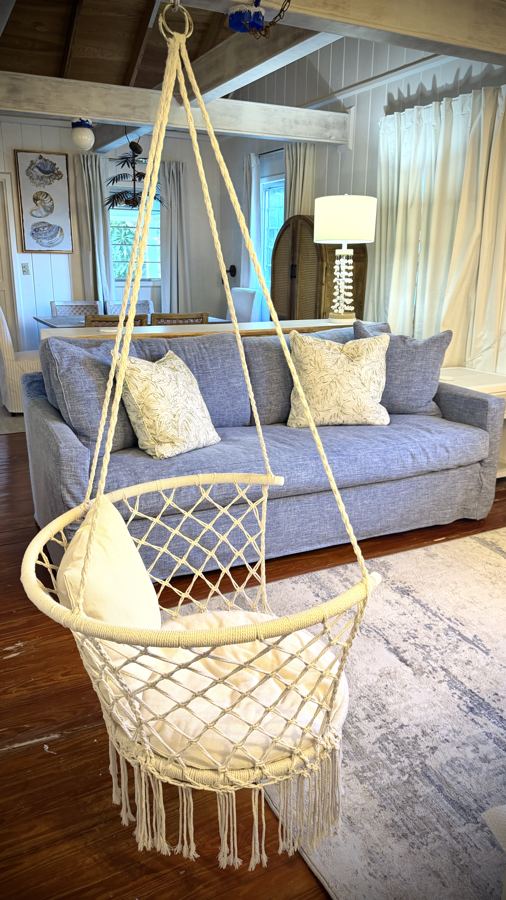 Macramé swing chair nook